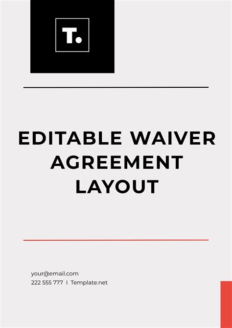 waiver agreement templates editable  printable