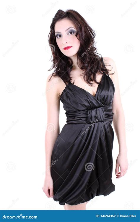 Brunette With Red Lips Stock Photo Image Of Figure Curly 14694362