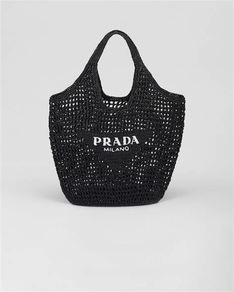 Black Raffia Tote Bag Prada