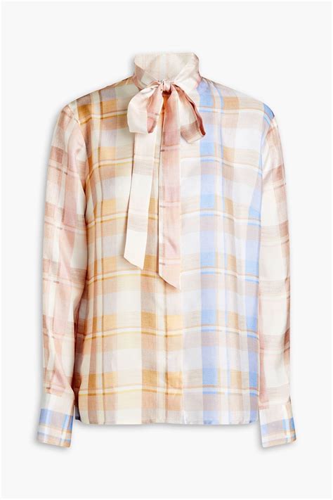 Zimmermann Pussy Bow Checked Silk Twill Shirt The Outnet