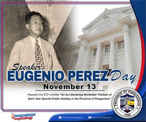 November 13 Monday Is A Special Non Working Holiday In Pangasinan