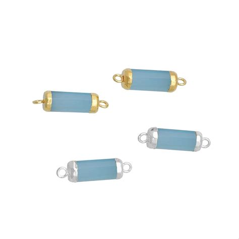 Nanplanetsilver Gemstone Tube Shape Electroplated Connector Size X