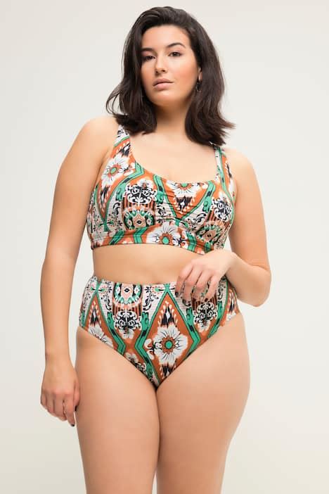 Bikini Slip HighWaist Alloverprint cremé Happy Size