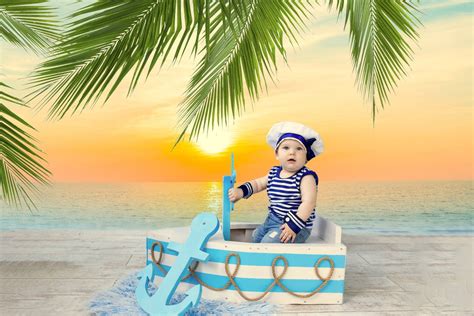 DBackdrop Summer Seaside Beach Coconut Tree Sunset Backdrop RR3-42 ...