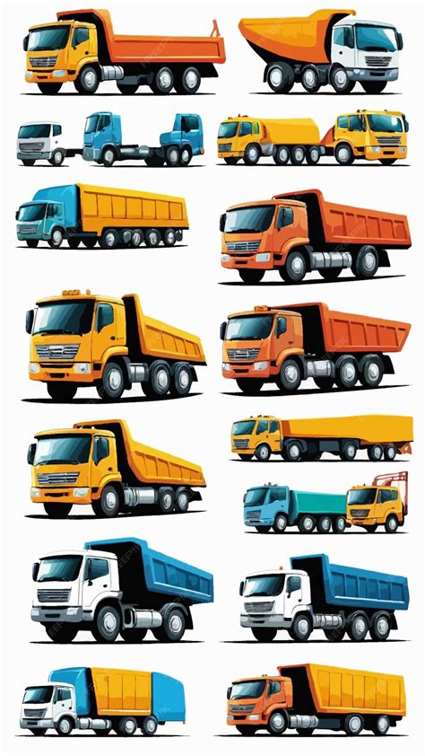 A Collection Of Different Types Of Trucks Cartoon Drawing Artwork