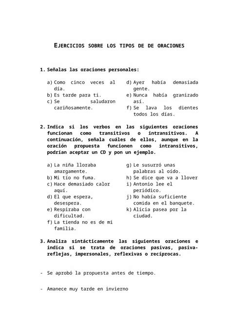 DOC Ejercicios Sobre Los Tipos De Oraciones DOKUMEN TIPS