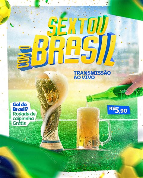 Sextou Com O Brasil Distribuidora De Bebidas Social Media Psd Editável