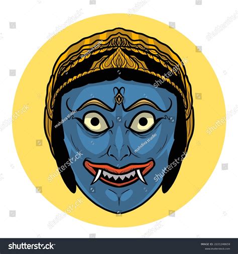 Java Mask Big Eyes Blue Face Stock Illustration 2221248659 Shutterstock