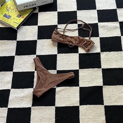 Brown Bikini Set Worn Once Beachyvibes Depop