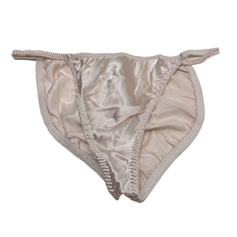 Vintage String Bikini Panty Blush Pink Satin Liquid S Gem