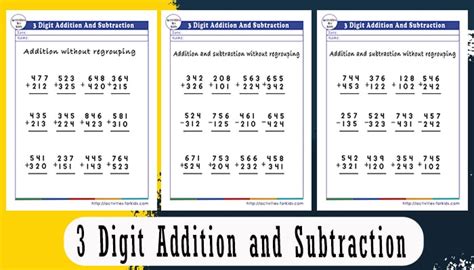 3 Digit Addition And Subtraction Without Regrouping Worksheets