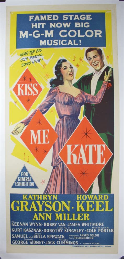 KISS ME KATE, Original Vintage Linen Backed Australian Daybill Movie ...