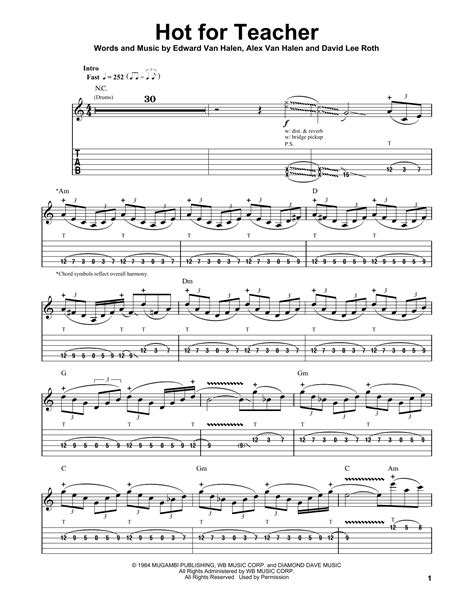 Hot For Teacher Partitions Van Halen Tablature Guitare Guitare Solo