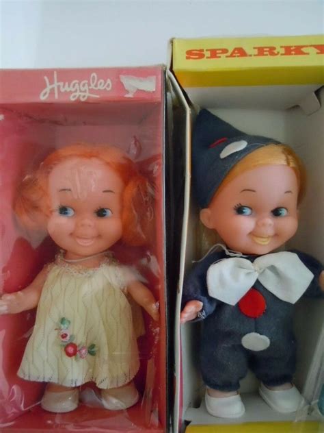 Rare Set 1970s Fun World Vintage Big Eyes Dolls Huggles Girl And Sparky Boy Ebay Big