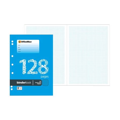 Officemax A4 Binder Book 5mm Grid 56gsm 128 Pages Winc