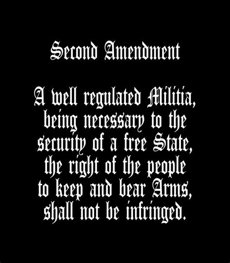 Second Amendment American Constitution White Type On Black Digital