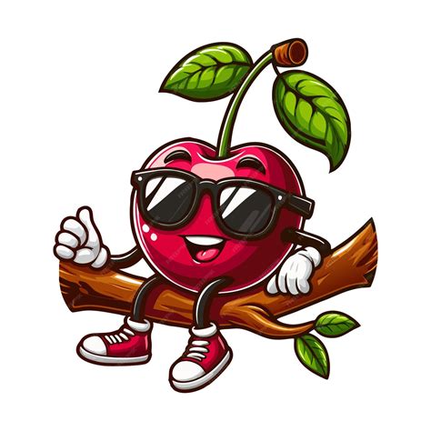 cherry cartoon character clipart vector illustration premium ai