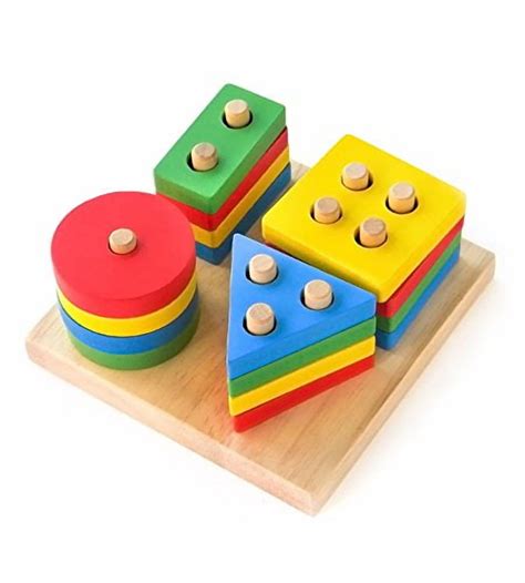 montessori puzzles wooden shape sorter stacking toyenhances brain