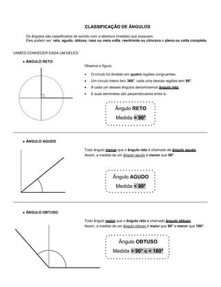 Tipos De Ângulos 6 Ano - Geometria para 6 ano retas angulos .docx