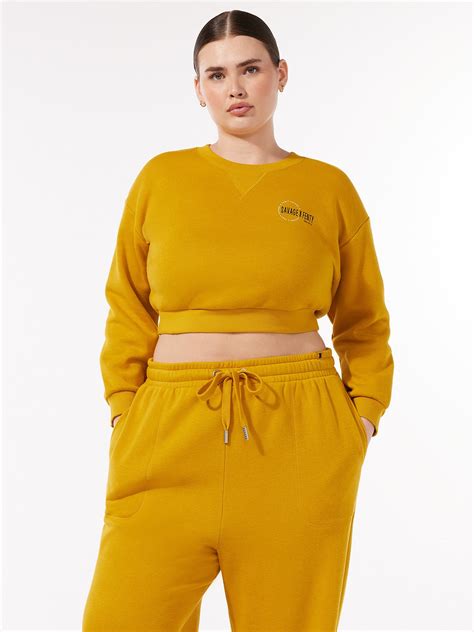 Xssential Scope Logo Cropped Sweatshirt In Gold And Yellow Savage X Fenty