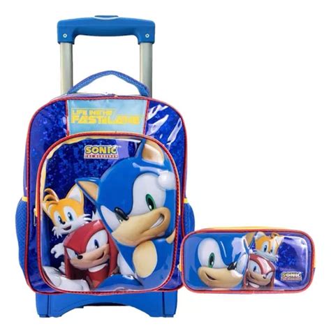 Kit Mochila Sonic Amigos Ruedas Original Lapicera Primaria Envío gratis