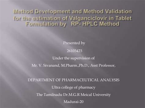 Analytical Method Validation