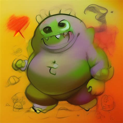 stable diffusion prompt terribly drawn fat monster
