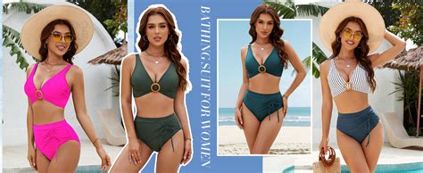 Amazon BMJL Womens High Waisted Bikini Sets Floral Two Piece Swimsuits V Neck Tummy Control