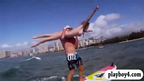 Naughty Badass Hot Babes Skydiving And Water Surfing Naked