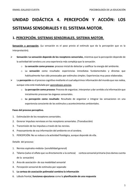 Apuntes Tema 4 UNIDAD DIDCTICA 4 PERCEPCIN Y ACCIN LOS SISTEMAS