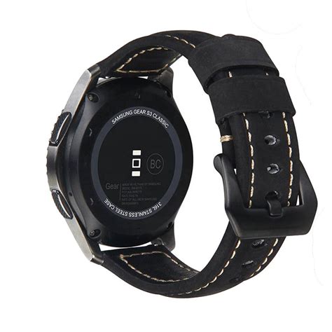 Pulseira De Couro BK Para Samsung Galaxy Watch 46mm Gear S3 Frontier