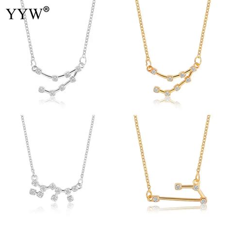 Constellation Zodiac Pendant Necklace Jewelry Gold Color Plated