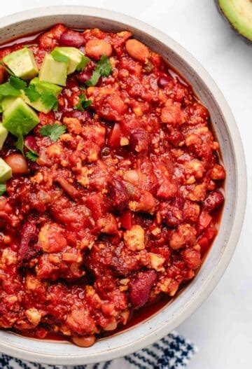 Vegan Chili with Tofu (Slow Cooker) - Three Little Chickpeas