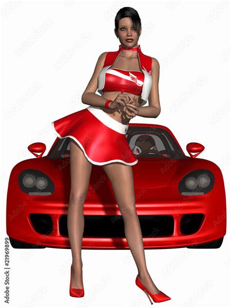 Sexy Grid Girl And Hot Car Stock Illustration Adobe Stock