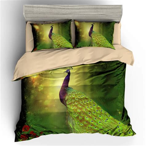 Buy 3d Beautiful Peacock Bedding Set Digital Printing