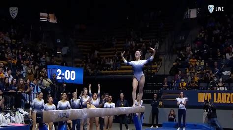 Cals Mya Lauzon Matches Career High 9 95 On Beam Against No 22