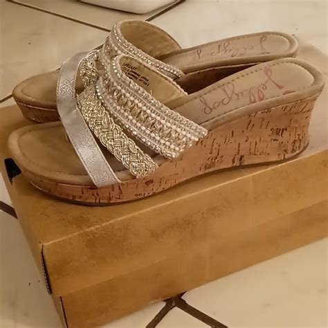 Jellypop Shoes Jellypop Cork Wedge Sandalsgoldsilver 75 Poshmark