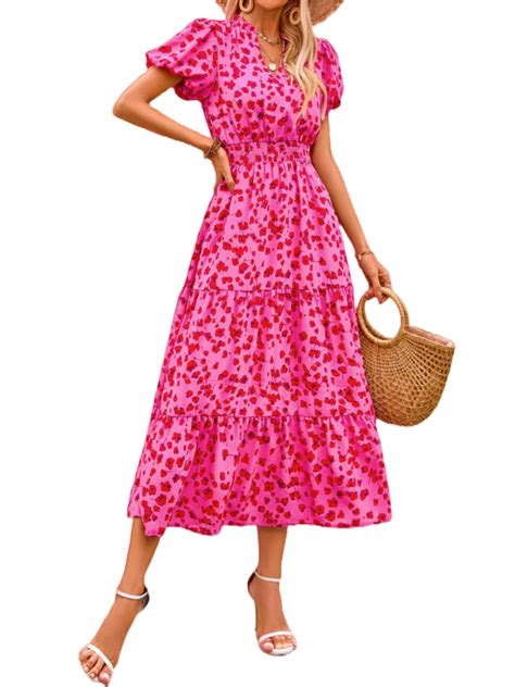Prettygarden Summer Maxi Dress For Women Casual Wear To Work V Neck