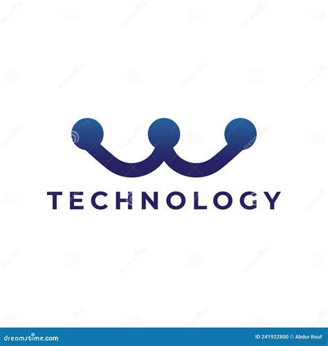 Design De Logotipo Da Tecnologia Letter W Ilustração do Vetor