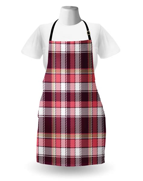 Checkered Apron Unisex Kitchen Bib With Adjustable Neck Cooking Baking