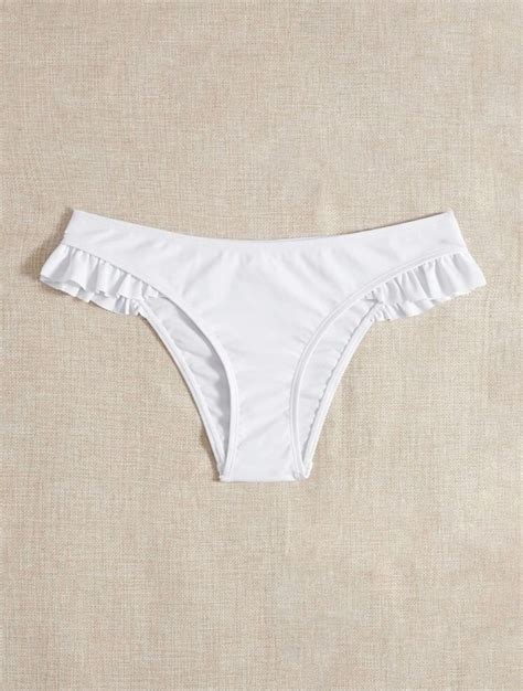 White Ruffled Bikini Bottom Women S Fashion Swimwear Bikinis Swimsuits On Carousell