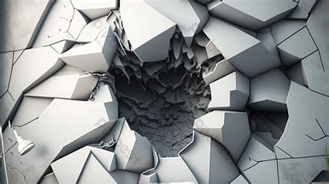 Modern And Creative 3d Effect Stone Crack Hole Wall Interior Mural Wallpaper Backgrounds | JPG ...