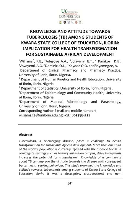 (PDF) KNOWLEDGE AND ATTITUDE TOWARDS TUBERCULOSIS (TB) AMONG STUDENTS