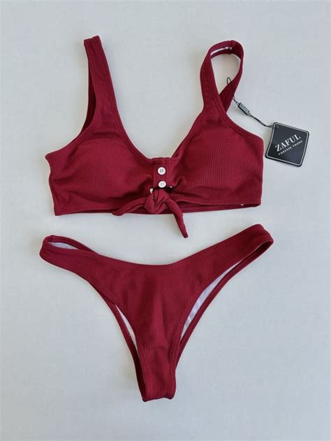 Neues Bikini Set Von ZAFUL Dunkelrot Gr S Neu Und