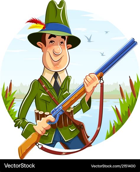 Hunter Man With Rifle Royalty Free Vector Image