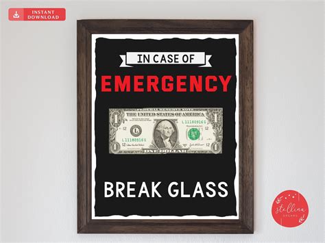 In Case Of Emergency Break Glass Printable Funny T Gag Etsy