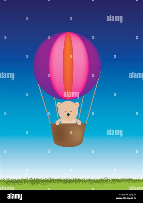 Illustration Of A Teddy Bear Toy In A Hot Air Balloon Stock Vector Image Art Alamy