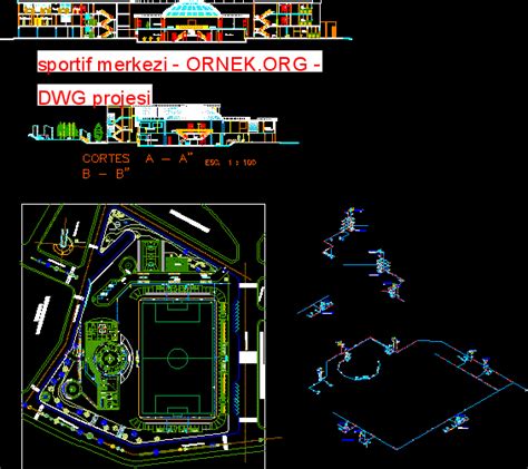 Proje Sitesi Sportif Merkezi Autocad Projesi