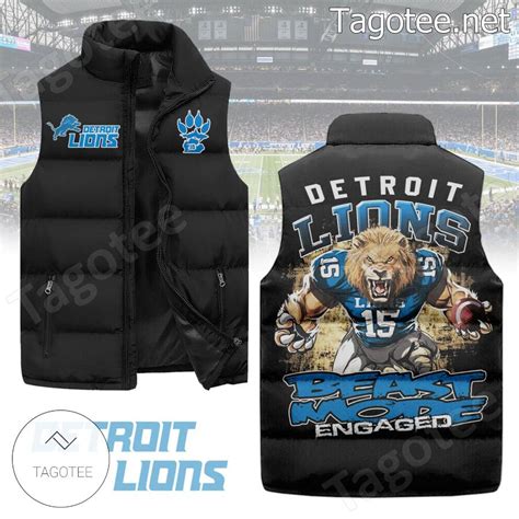 Detroit Lions Beast Mode Engaged Puffer Vest Tagotee