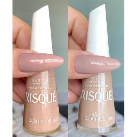 Kit Esmalte Risque Tons de Nude Ouro Nude Grão de Arroz Shopee Brasil
